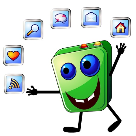 Green smiling device with different web buttonsのイラスト素材