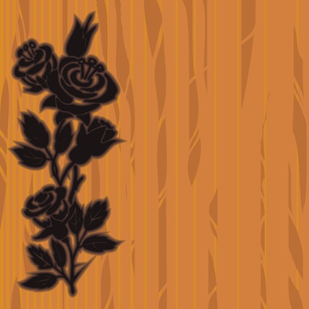 Wooden board with woodcut floral border made of rosesのイラスト素材