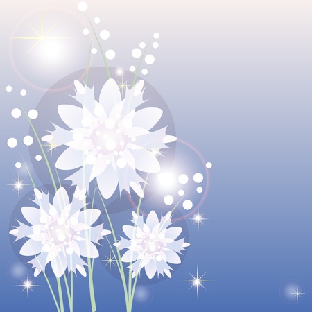 Pastel blue card with stylized flowers for winter eventsのイラスト素材