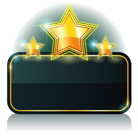 Glossy dark green banner with three gold starsのイラスト素材