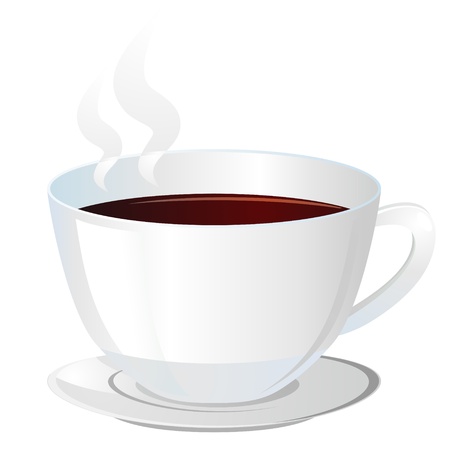 Realistic white cup with hot brown beverageのイラスト素材
