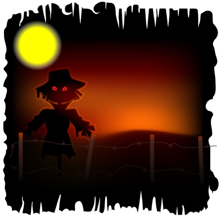 Halloween background with scarecrow with red eyesのイラスト素材