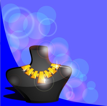 Blue background with black dummy and golden necklaceのイラスト素材