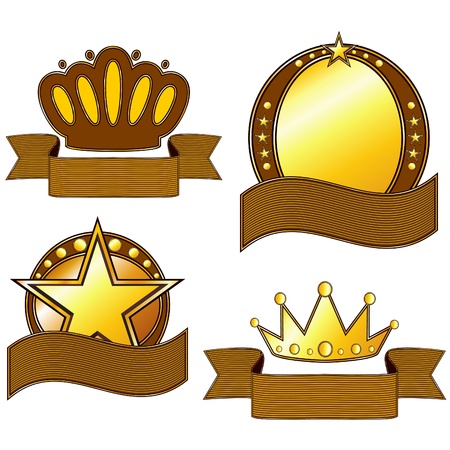 Four gold and brown emblems with copy spaceのイラスト素材