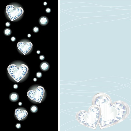 Gray and black vertical card with diamond heartsのイラスト素材