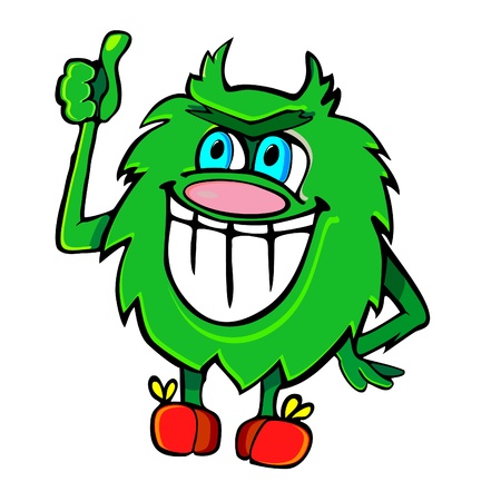 Furry imaginary animal showing thumb up and smilingのイラスト素材