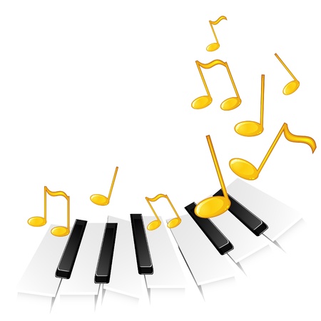 Background with music concept  piano keys playing some melodyのイラスト素材
