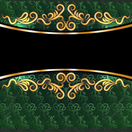 Dark green background with golden decoration and black copy spaceのイラスト素材