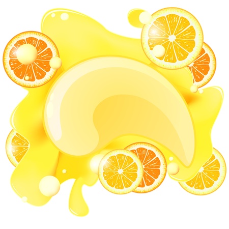 Creamy splash with bubbles and slices of orangeのイラスト素材