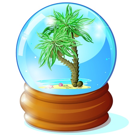 Two palm trees in blue glass ballのイラスト素材