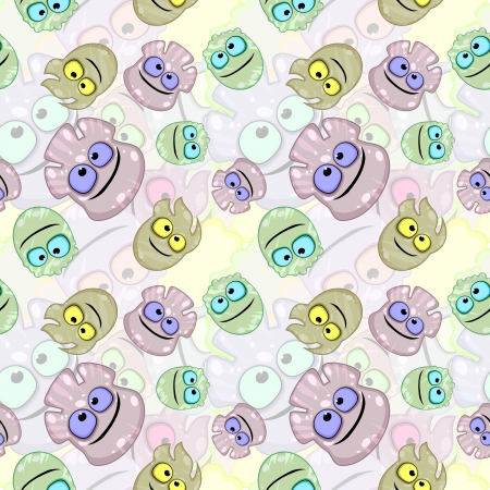 Seamless pastel background made of little freaks or germsのイラスト素材