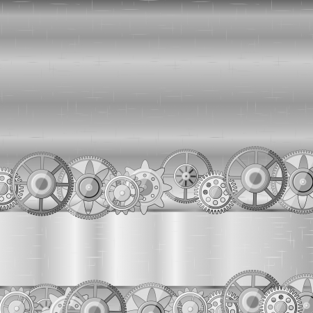 Gray metal texture with stripe and gearsのイラスト素材