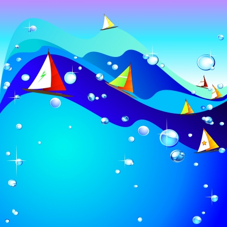 Sea and boatsのイラスト素材