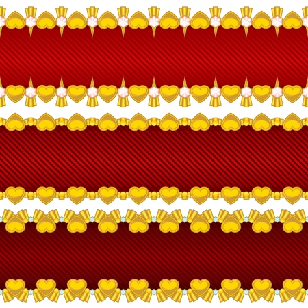 Three seamless banners with stripes and golden bordersのイラスト素材