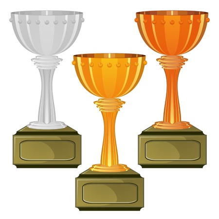 Three metal cups for marking winners of any contestのイラスト素材