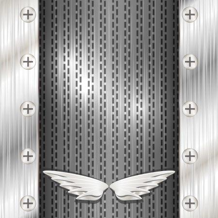 Gray industrial modern background with white wingsのイラスト素材