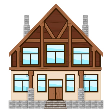 Big detailed icon of country house over whiteのイラスト素材