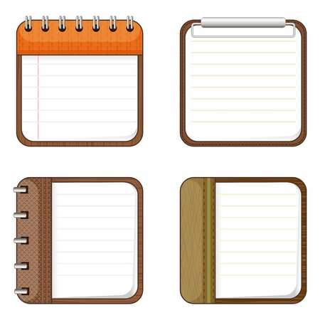 Set of four notepads over white for app iconsのイラスト素材