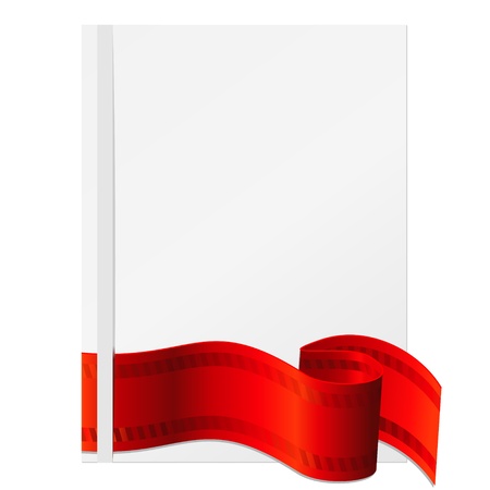 Simple blank paper or card with bright red ribbonのイラスト素材