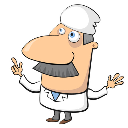Cartoon aged male doctor isolated over whiteのイラスト素材
