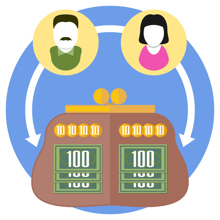 Flat design chart showing deposit in family budgetのイラスト素材