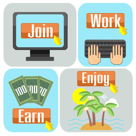 Flat design scheme of successful online workのイラスト素材