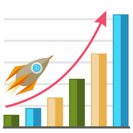 Flat design diagram of successful startup with rocketのイラスト素材