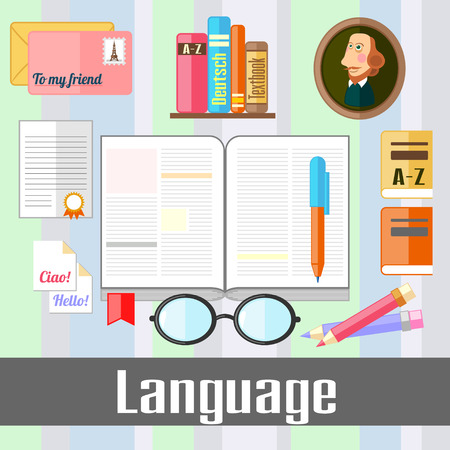 Set of educational icons for studying languageのイラスト素材