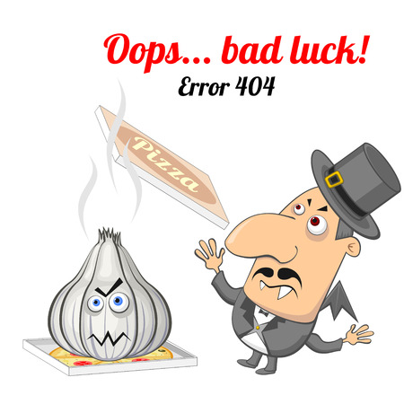 Concept of not found error message with vampire and garlicのイラスト素材