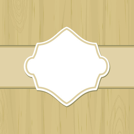 Dull yellow wooden background with blank retro labelのイラスト素材