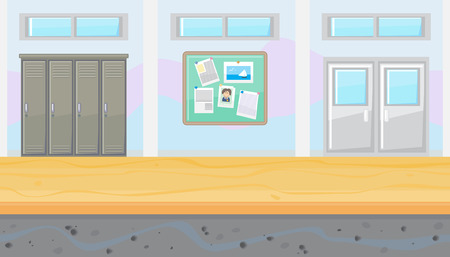 Seamless horizontal background of school corridor for gameのイラスト素材