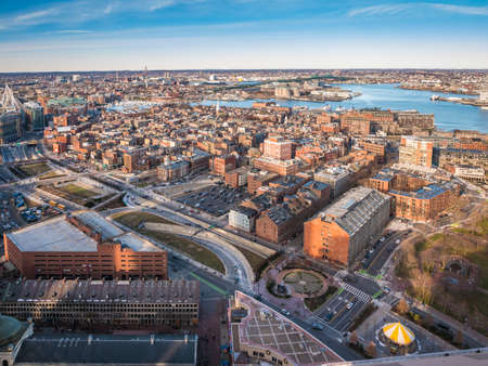 Aerial view of Boston in Massachusetts, USA.の写真素材
