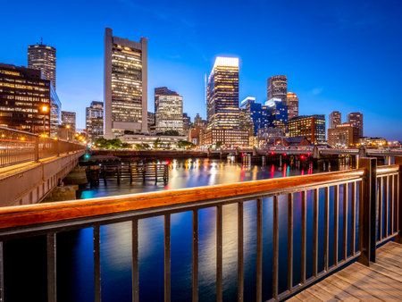 The architecture of Boston Harbor in Massachusetts, USA.の写真素材