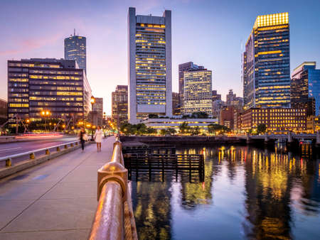 The architecture of Boston Harbor in Massachusetts, USA.の写真素材