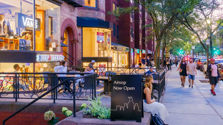 Boston in Massachusetts, USA at Newbury street.のeditorial素材