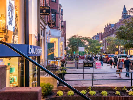 Boston in Massachusetts, USA at Newbury street.のeditorial素材