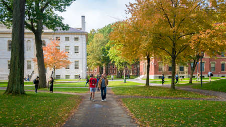 View of the Iconic Harvard University in Cambridge, Massachusetts, USA.のeditorial素材