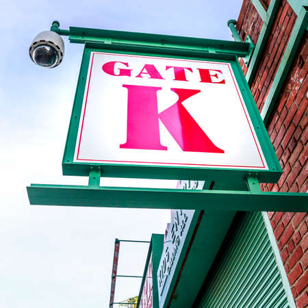 The architecture of the Fenway Park Stadium in Boston, MA, USA.のeditorial素材