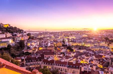 Aerial view of Lisbon in Portugal.の写真素材