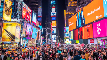 The iconic Times Square in New York city, USA.のeditorial素材