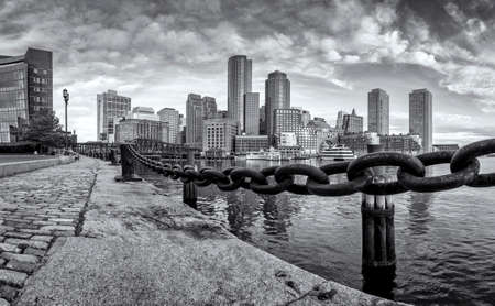 View of the Boston Harbor and Financial District in Massachusetts, USA.の写真素材