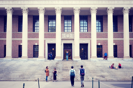The iconic architecture of Harvard University in Cambridge, MA, USA.のeditorial素材