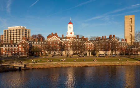The iconic architecture of Harvard University in Cambridge, MA, USA.のeditorial素材