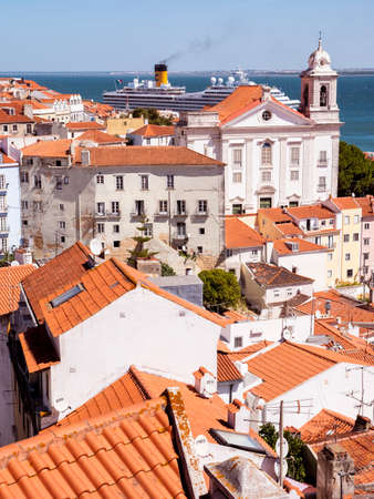View of the iconic architecture of Lisbon in Portugal.のeditorial素材