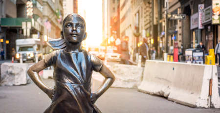 The iconic Fearless Girl in New York city, USA.のeditorial素材
