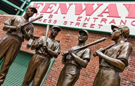The iconic architecture of the Fenway Park Stadium in Boston, MA, USA.のeditorial素材
