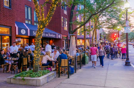 Boston in Massachusetts, USA at Newbury street.