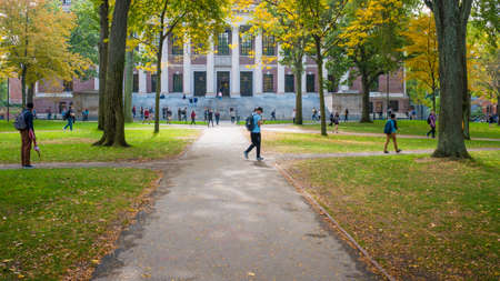 The historic architecture of Harvard University in Cambridge, MA, USA.のeditorial素材