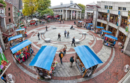 The iconic Quincy Market and Faneuil Hall in Boston, MA, USA.のeditorial素材