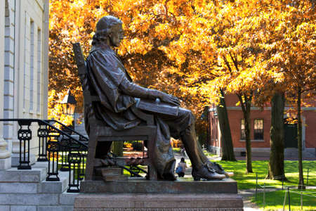 The iconic architecture of Harvard University in Cambridge, MA, USA.のeditorial素材